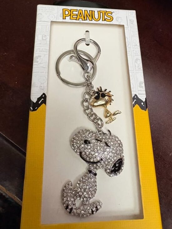 Peanuts Accessories - Peanuts Snoopy & Woodstock Rhinestone Bag Charm - New
